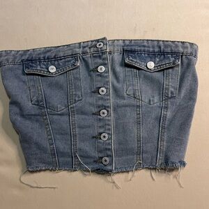Micas Denim Tube Top Corset Style – Size Large (Raw Hem)